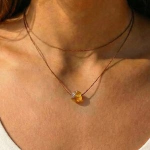 Raw Citrine Choker, Natural Citrine Necklace, Citrine Necklace, Birthstone Jewelry, Gift for Her, Raw Citrine Choker, Adjustable Length image 1