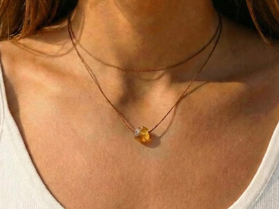 Roher Citrin Choker, Natürlicher Citrin Kette, Citrin Kette, Geburtsstein schmuck, geschenk für sie, Citrin roh Choker, längenverstellbar
