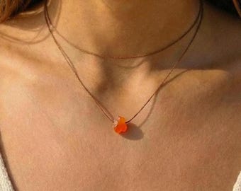 Gargantilla de cornalina cruda, cornalina cruda en gargantilla ajustable, collar de cornalina, collar impermeable, collar hecho a mano, collar envolvente