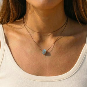 Raw labradorite choker, raw labradorite on an adjustable choker, labradorite necklace, handmade necklace, natural stone necklace, gift for girlfriend image 3