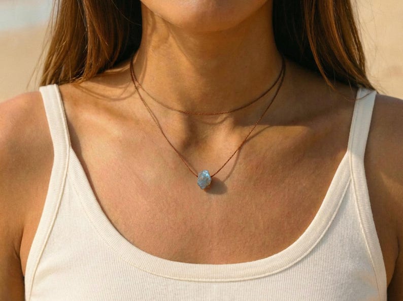 Raw labradorite choker, raw labradorite on an adjustable choker, labradorite necklace, handmade necklace, natural stone necklace, gift for girlfriend image 3