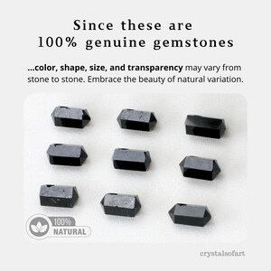 Genuine black tourmaline earrings in gold or silver, tourmaline double point earrings, gemstone earrings, subtle gemstone earrings image 2