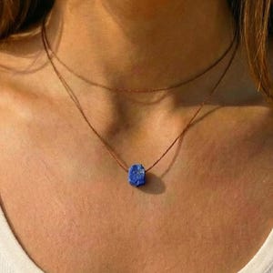 Raw Lapis Lazuli Choker, Lapis Lazuli raw on adjustable choker, Lapis Lazuli necklace, waterproof necklace, handmade necklace, gemstone