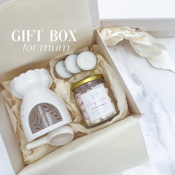 GIFTS FOR MUM White Ceramic Oil Burner Gift Box Luxury Oud Scent Wax Melts Organic Wax Melts Gifts for her Mother's Day Gifts Spiritual Gift