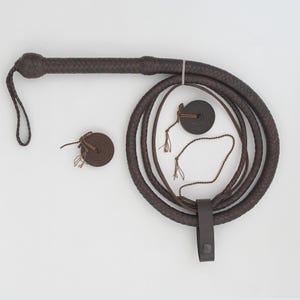 Genuine Kangaroo Leather Bullwhip 8ft | Heavy Duty 12 Plaits Equestrian Riding Crop | Handmade Leather Whip with Free Leather Fall