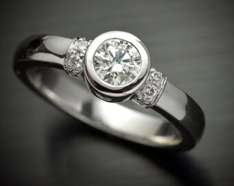 0,60 ct Rundschliff Micro Pave Schulterset Verlobungsring Brautring Moissanit Ring 925 Sterling Silber Verlobungsring Jubiläumsring