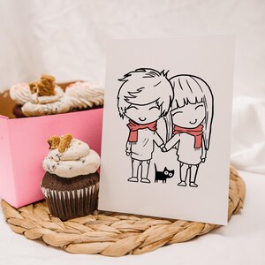 Tarjeta para siempre, tarjeta de feliz cumpleaños, te amo, tarjeta de gato, tarjeta romántica, novia, novio, esposo, esposa, tarjeta de San Valentín