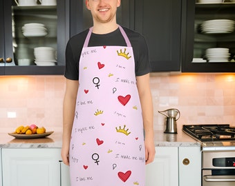 5 Straps Cute Heart Linen Apron | Baking Apron for Women With Tie-Back Closure | Stylish Eco-Friendly Chef Gift | Self-Worth Gift forher