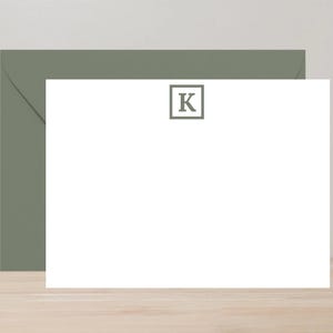 Personalized Stationery Notecard Set- Custom Monogram Flat Note Cards- Personalized Stationary with Initials- Set of Note Cards Envelopes