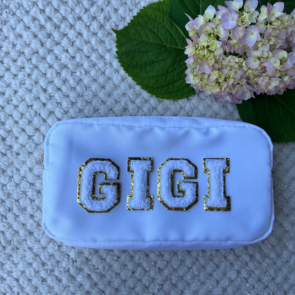 Gigi Makeup Bag - Nylon Cosmetic Bag with Name - Nylon Makeup Bag Personalized - Cosmetic Bag - Soft Makeup Bags