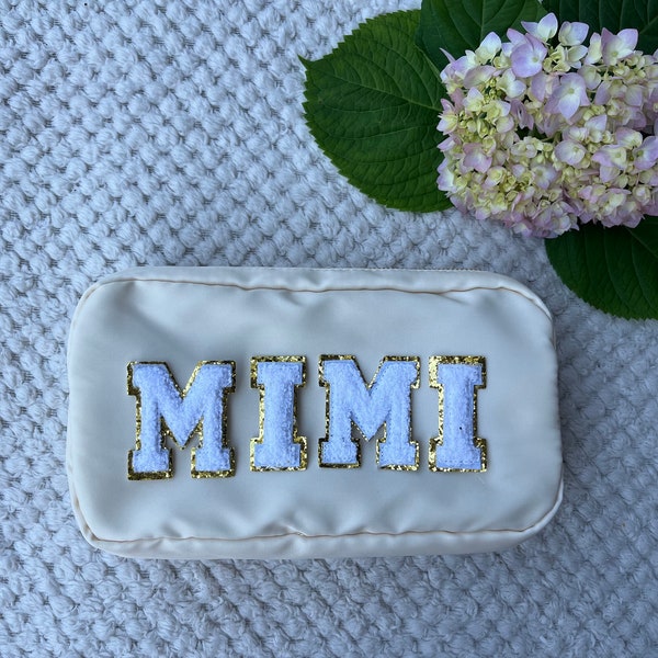 Mimi Makeup Bag - Nylon Cosmetic Bag with Name - Nylon Makeup Bag Personalized - Cosmetic Bag - Soft Makeup Bags