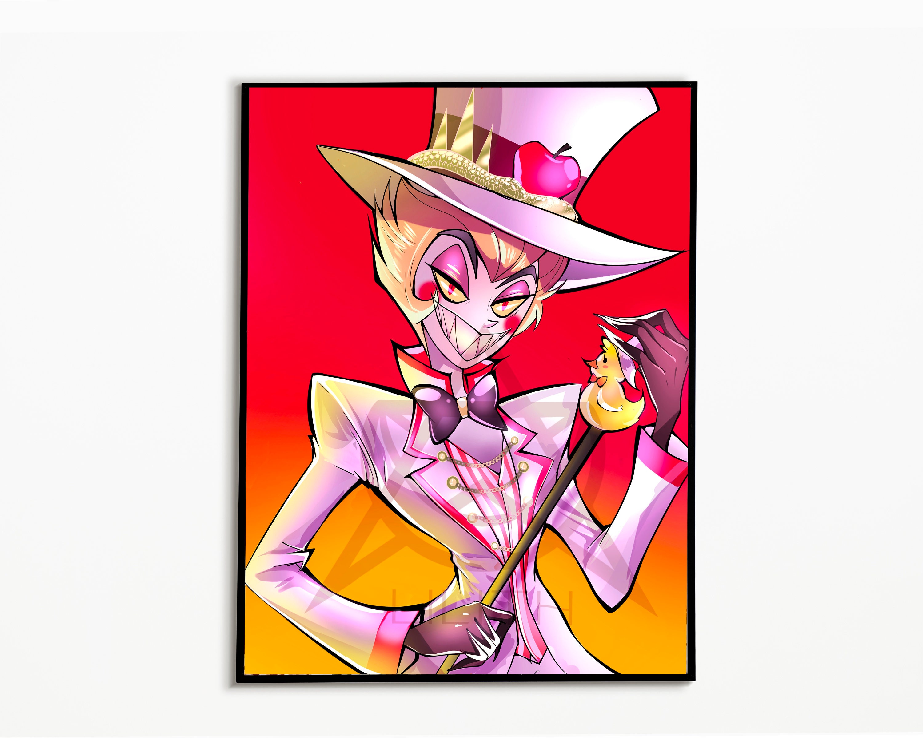 Lucifer Print - Hazbin Hotel Fan Art With Sceptre and Duck - Etsy