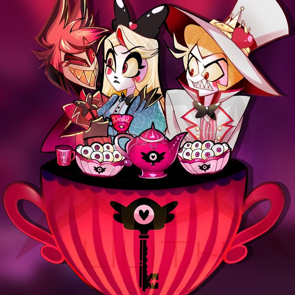 Hazbin Hotel Lucifer, Alastor and Charlie keychain Wonderland series