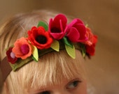 Fuschia - Flower Fairy Crown - Felted Wool Headband - Wreath