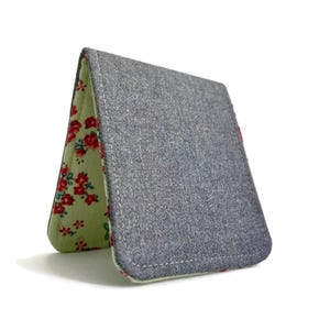 Portefeuille minimaliste à 5 pochettes | Porte-billets fin en tissu | Tweed gris uni | Laine recyclée respectueuse des animaux | Fabriqué au Canada