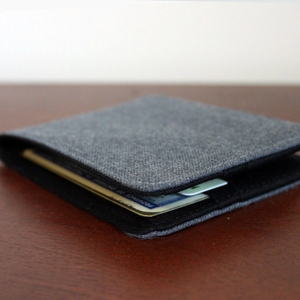 Men's Wallet Dark Grey Wool 5 Pocket Billfold