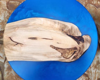12" Lazy Susan hand crafted out of Red Maple and "Cobalt Blue" Epoxy