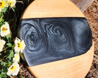 12" Lazy Susan hand crafted out of Red Maple and "Black Onyx" Epoxy