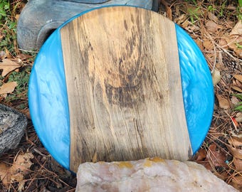 13" Lazy Susan hand crafted out of Red Maple and "Caribbean Blue" Epoxy