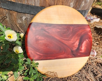12" Lazy Susan hand crafted out of Red Maple and "Merlot" Red Epoxy