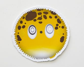 Pufferfish Vinyl Sticker | Yellow Fish Matte Decal