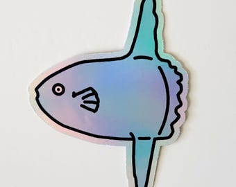 Mola Mola (Ocean Sunfish) Vinyl Sticker | Glossy Iridescent Sea Creature Decal