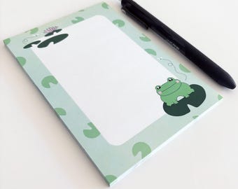 Frog Sticky Notes Pad, Cute Planner Notepad, Kawaii Stationery, Teacher Gift Desk
