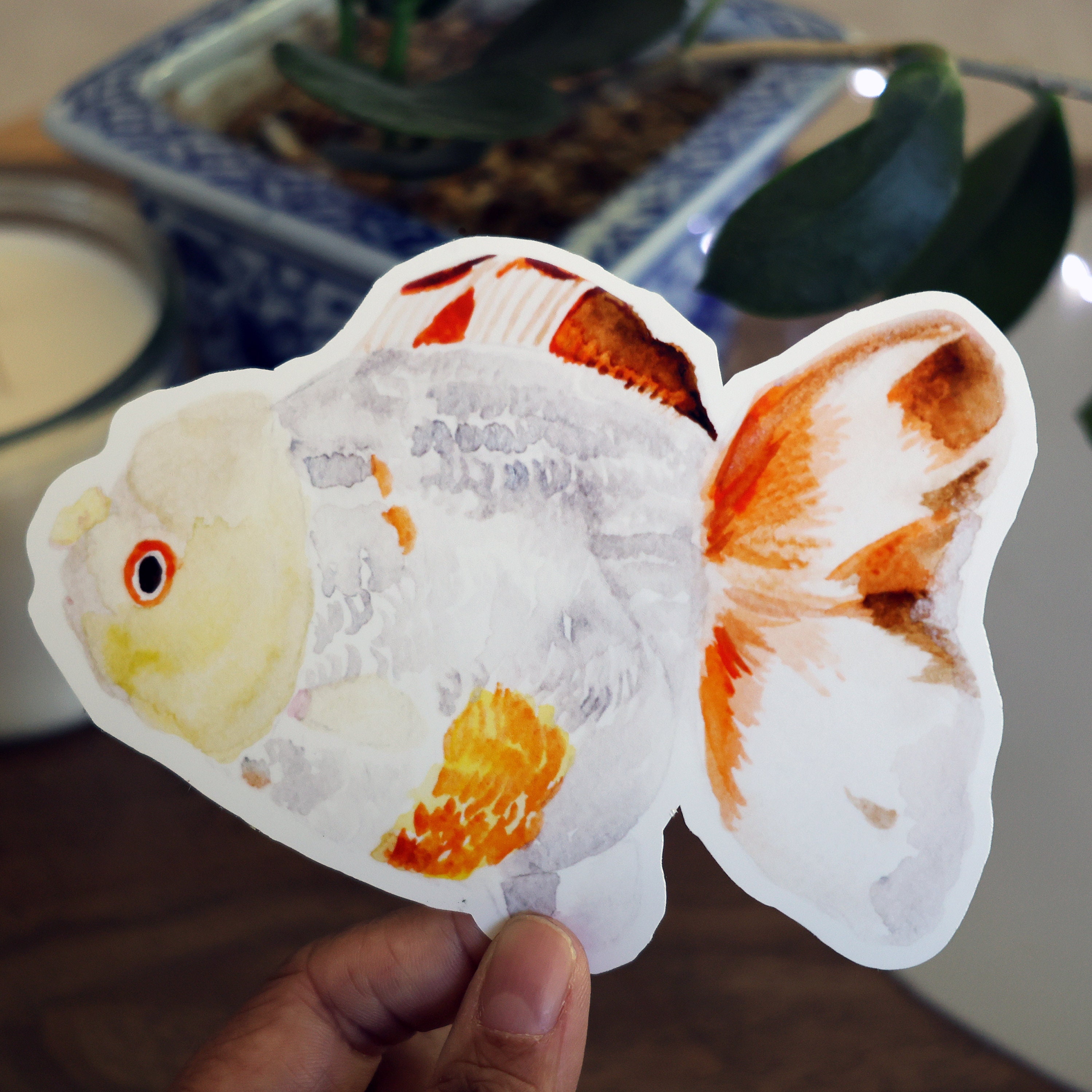 Fat Goldfish Sticker Jumbo Watercolor Goldfish Sticker – Glossy Vinyl Finish - Etsy
