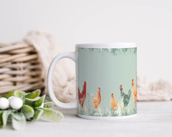 Blue French Country Style, Perfect for Morning Coffee, Charming Housewarming Gift - Chicken Mug
