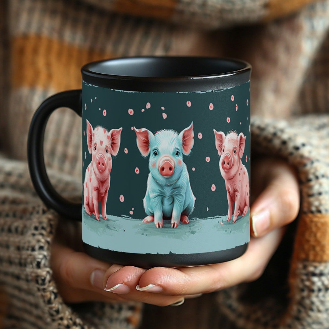 Pastel Piglets Mug, Charming Pig Coffee Cup, Ideal for Morning Brews ...