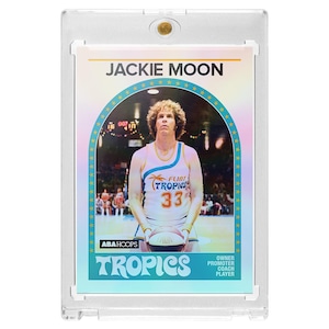 CUSTOM Jackie Moon Rainbow Holo Foil 1989 Hoops Flint Tropics Style Novelty Basketball Trading Card W/ One Touch Case Read Description