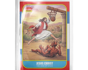 CUSTOM Jesus Christ Dunk King of Kings Novelty Retro 1986 Basketball Card Read Description