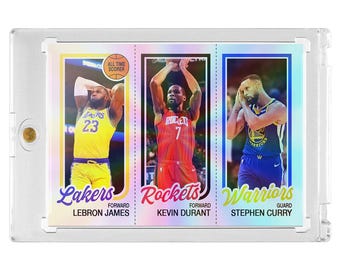 CUSTOM LeBron James Kevin Durant Stephen Curry Trio 1980 Novelty Holographic Card Read Description