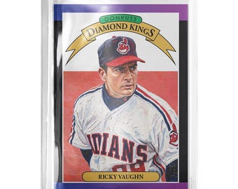 CUSTOM Ricky Vaughn Novelty Baseball Card: 1989 Diamond Kings Major League Retro Cleveland Indians
