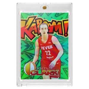 CUSTOM Caitlin Clark Kaboom Indiana Fever Green Holo Foil Novelty Trading Card W/ One Touch Read Description
