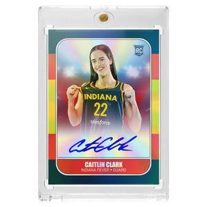 CUSTOM Caitlin Clark Fever #1 Pick Facsimile Rainbow Holo Foil Retro 1986 Fleer Style Novelty Trading Card W/ One Touch Read Description