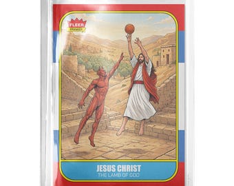 CUSTOM Jesus Christ Jumpshot Lamb of God Novelty Retro 1986 Basketball Card Read Description