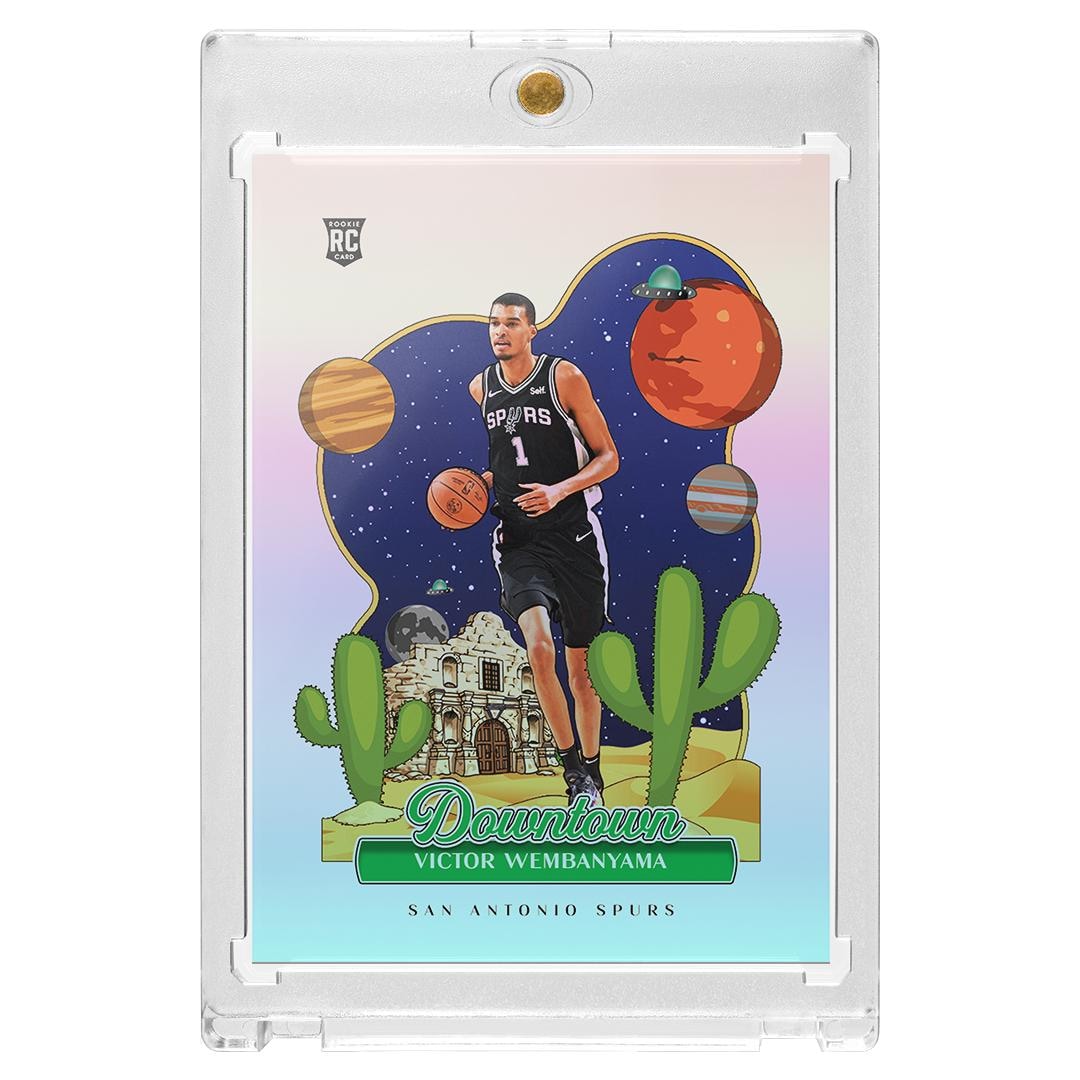 CUSTOM Victor Wembanyama Spurs Novelty Silver Holographic Downtown