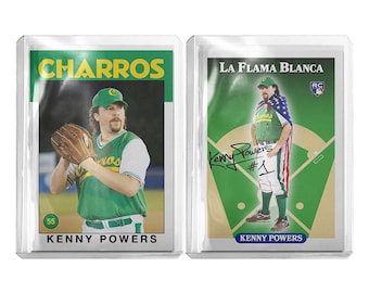 CUSTOM 2-Pack Kenny Powers x Eastbound & Down x Charros Retro 1986 x 1992 Topps Style Novelty Baseball Trading Card Read Description