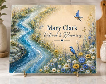 Personalized Songbird Glass Cutting Board, Nature Lover Charcuterie Tray, Rustic Wedding Gift