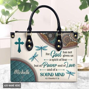 Personalisierter Name für Gott hat uns keinen Geist der Angst-Kunstledertasche gegeben