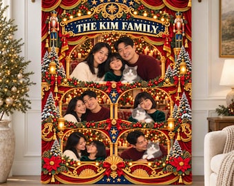 Personalized Christmas Theatre Photo Blanket - Custom Name Gift