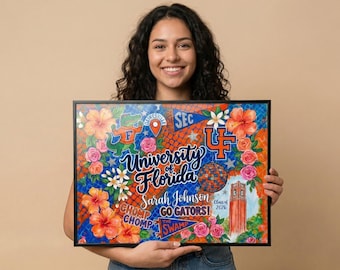 Póster personalizado para la universidad - Decoración de pared estilo preppy para cualquier escuela o dormitorio, regalo de graduación