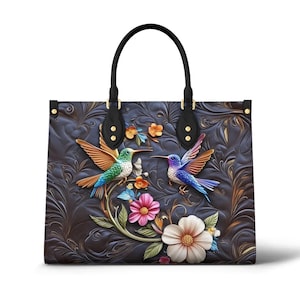 Personalisierte Lederhandtasche Kolibri Traum | Benutzerdefinierte Vegan Leder Handtasche Vogel beobachten, Vogel-Liebhaber-Geschenk