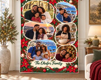 Personalized Christmas Memory Keepsake Photo Blanket - Custom Name Gift