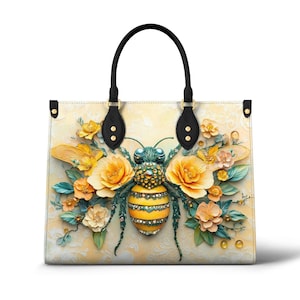 Personalized Bee Handbag: Custom PU Leather Purse, Nature Lover Gift