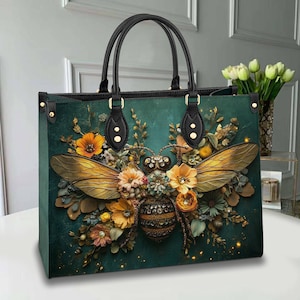 Personalized Queen Bee Handbag: Floral Elegance Custom Purse