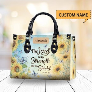 Personalisierte Name Sunflower Faith Kunstledertasche