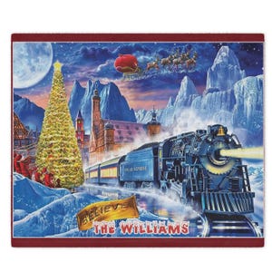 Personalized Polar Express Blanket: Custom Family Name Holiday Decor