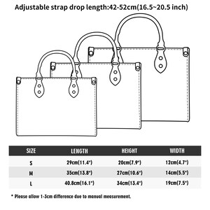 a diagram showing the size and measurements of a handbag